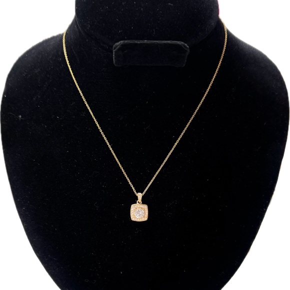 Nadri Jewelry - NADRI- Yellow- Gold Chain CZ Square Pendant